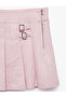 Thick Pleated Linen and Viscose Blend Skirt with Metal Buckle - 3