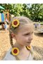 2 Pieces Hand Knitted Sunflower Snap Buckle Organic Cotton Amigurumi Hair Clip for Children and Adults - 2