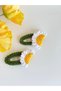 2 Pieces Hand Knitted Daisy Snap Buckle Organic Cotton Amigurumi Knitted Hair Clip Set - 3