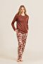 Women's Brown Long Sleeve Pajama Set Pc9264-S-V1 - 5
