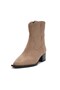 Mink Color Suede Western Style Short Boots - 3