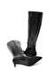 Black Color Belt Detailed Women's Heeled Boots - 6