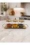 3-Piece Glass Spice Rack Set with Brass Lid and Tray Presentation Set – 33X10X16 cm
