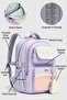 Lusso Girls' Orthopedic Middle and High School Backpack with Pen Holder 23 Liters, Lilac - 7