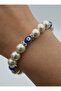 Glass Pearl Evil Eye Beaded Bracelet - Multicolor - - 2