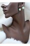 Aqua Green Stone Earrings - Gold - Aqua Green - - 2