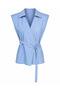 Blue Belted Padded Strawberry Fabric Shirt Blouse - 4