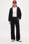 Women's Zane Black Polka Dot Detailed Zippered Sweatshirt Waist Sweatpants Bottom Top Set - 2