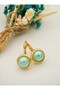 Aqua Green Stone Earrings - Gold - Aqua Green -