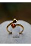 Agate Stone Bronze Ring - Brown - - 2