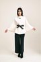 Leather Drawstring Cape Jacket Off White - 2
