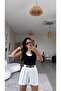 White Self-Belted Thick British Fabric Shorts