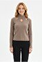 Women's Turtleneck Stone Embroidered Detailed Ribbed Camisole Fabric Long Sleeve Blouse - 3
