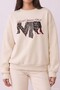 Printed Detailed Sweatshirt Beige - 3