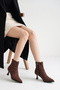 Women's Pointed Toe Thin Heeled Boots Brown Suede - 4