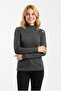Women's Collar Button Detail Accessory Ribbed Long Sleeve Blouse - 3