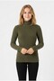 Women's High-Neck Ribbed Fabric Flexible Casual Stylish Knitwear Sweater - 2