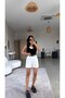 White Self-Belted Thick British Fabric Shorts - 4