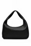 Women's Knitted Pattern Retro University Bag Black - 2