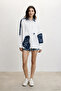 White Denim Patchwork Design Shirt - 2