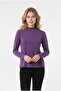 Women's Turtleneck Long Sleeve Women's Stretchy Lycra Solid Color Blouse - 3