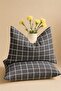 Anthracite Square Patterned Cotton Ranforce Fabric Zippered Pillowcase 2 Pieces 50X70 cm - 2