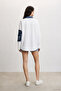 White Denim Patchwork Design Shirt - 3