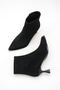Women's Pointed Toe Thin Heeled Boots Black Suede - 5