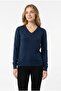 Women's V-Neck Stretchy Basic Knit Sweater - 3