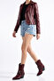 Burgundy Matte Leather Chain Buckle Detail Pointed Toe Western Cowboy Boots - 6