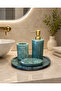 4-Piece Green Marble Bathroom Set with Gold Pump Liquid Soap Dispenser, Toothbrush Holder, Soap Dish and Tray - 2