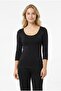 Women's U-Neck Stretchy Lycra Short Sleeve Basic Blouse - 3