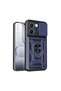 Oppo Reno 15 Pro Compatible Tank Case with Ring Extra Impact Protection Armored Outdoor Cover Navy Blue