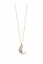 Gold Color Pearl Detailed Colorful Stone Crescent Necklace - 2