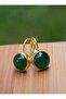 Hand Molded Jade Natural Stone Earrings - Green -