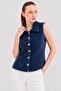 Polo Collar Women's Basic Soft Textured Vest - 6