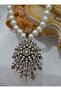 Glass Pearl Crown Necklace - White -