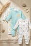 Sky&Dream 3-Piece Cotton Ribbed Baby Romper Set - Zippered, Bird and Rainbow Patterned Unisex Romper - 3