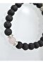 Pink Quartz and Lava Stone Bracelet - Black - - 2
