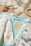 Sky&Dream 3-Piece Cotton Ribbed Baby Romper Set - Zippered, Bird and Rainbow Patterned Unisex Romper - 4