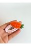Set of 2 Hand Knitted Amigurumi Snap Buckles with Carrots and Rabbits, Organic Cotton Children's Hair Clips - 4
