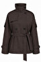 Women's Stand Collar Water-Repellent Belted Oversize Trench Coat – Epaulet Windbreaker Trench Coat Jacket