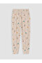 Özmarka New Season Beige Patterned Women's Pajama Bottoms with Elastic Waist - 7