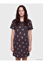 Crew Neck Teddy Bear Printed Maternity Nightgown - 2
