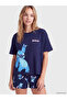 Ozmarka New Season Navy Blue Printed Women's Shorts Pajama Set - 2