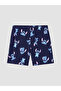 Ozmarka New Season Navy Blue Printed Women's Shorts Pajama Set - 6