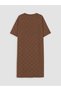 Seray New Season Brown Crew Neck Printed Women's Nightgown - 6