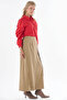 Buckle Detailed Wrap Skirt Beige - 5