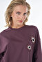 Bead Embroidered Sweatshirt Burgundy - 6