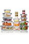 12Pack Glass Food Containers Set with 5 Plastic Sauce Containers